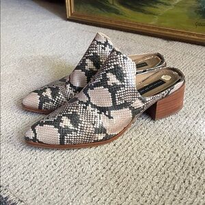 Steve Madden Snakeskin Print Mules with Block Heel